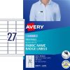 Telephones & Accessories | Avery Avery Fabric Name Badge Laser Labels White L4784 63.5X29.6Mm 27Up 405 Labels 15 Sheets