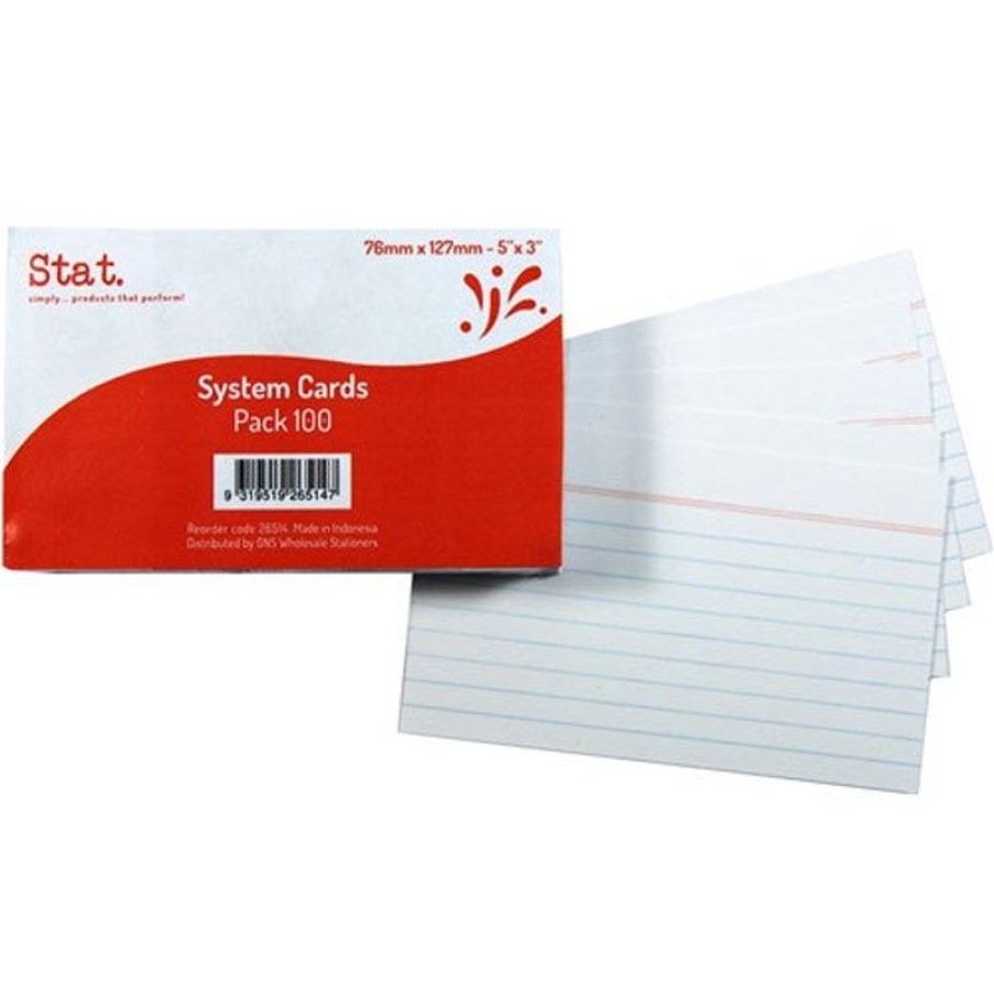 Desk Top Accessories | Stat Stat System Cards 76X127Mm Ruled Pack Of 100 White