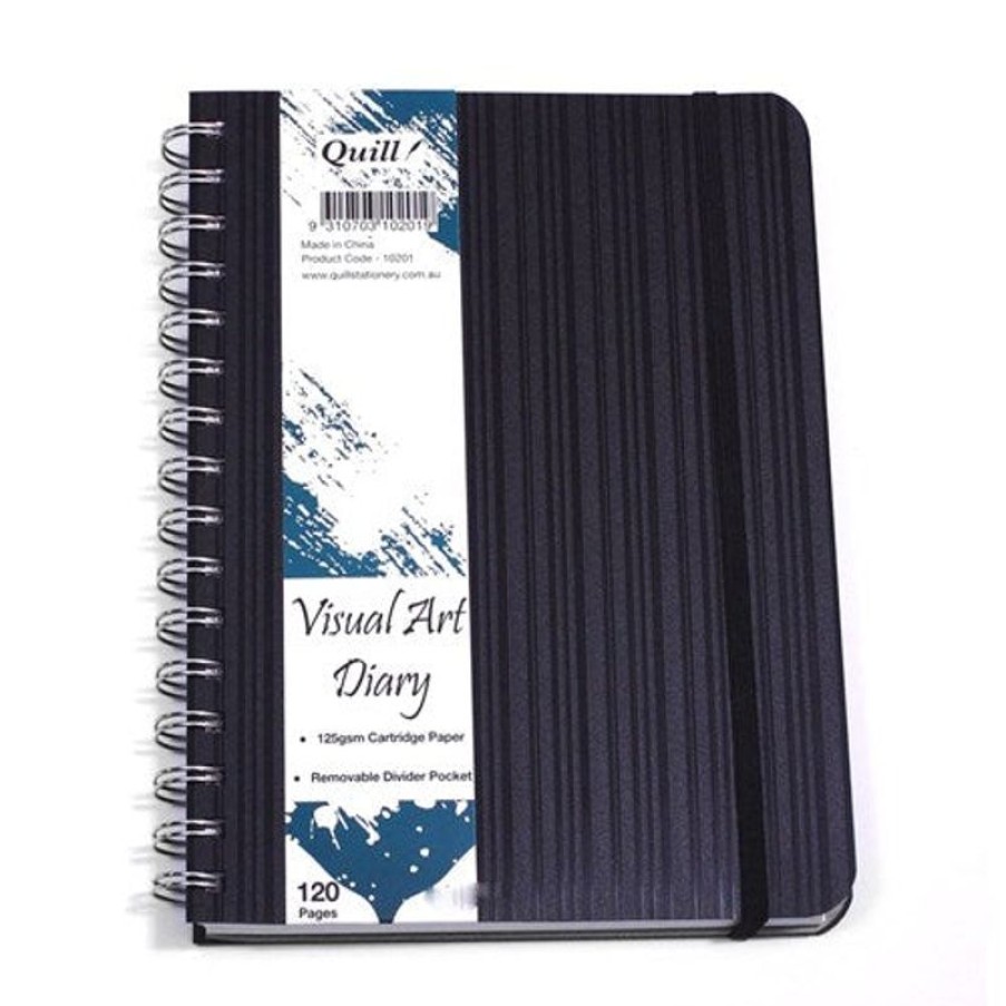 Paper, Post & Books/Books | Quill Quill Premium Visual Art Diary Spiral A4 125Gsm 120 Page Side Bound Black