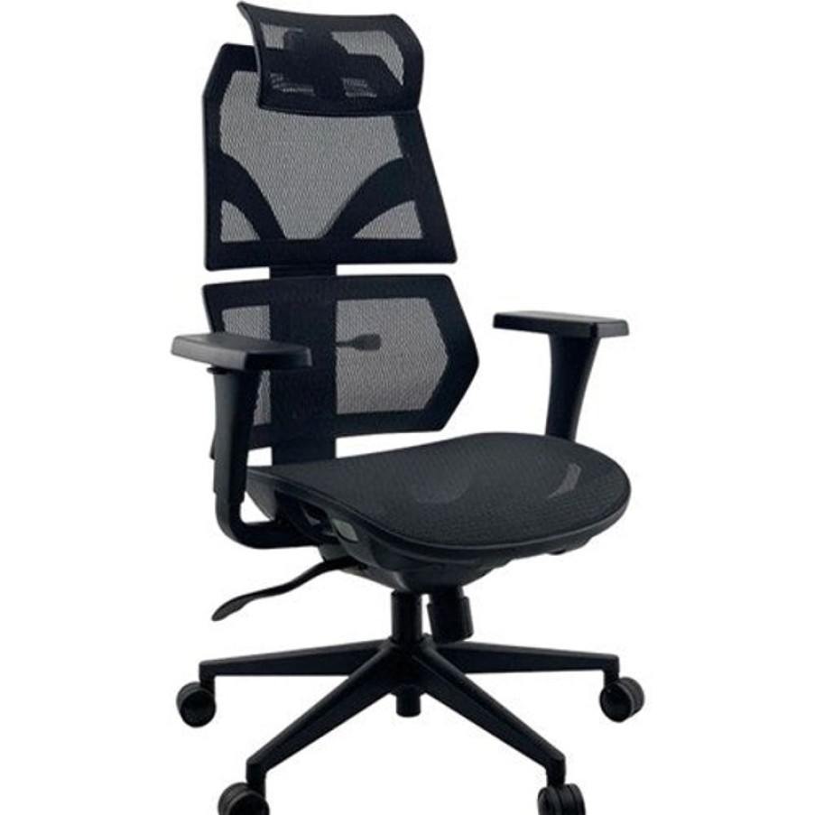 Chairs & Accessories | K2 Office K2 Ntr Sonic Boom Executive Chair Mesh Back With Headrest Black