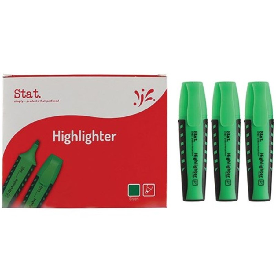 Markers & Highlighters | Stat Stat Highlighter Chisel 2-5Mm Tip Rubberised Grip Green