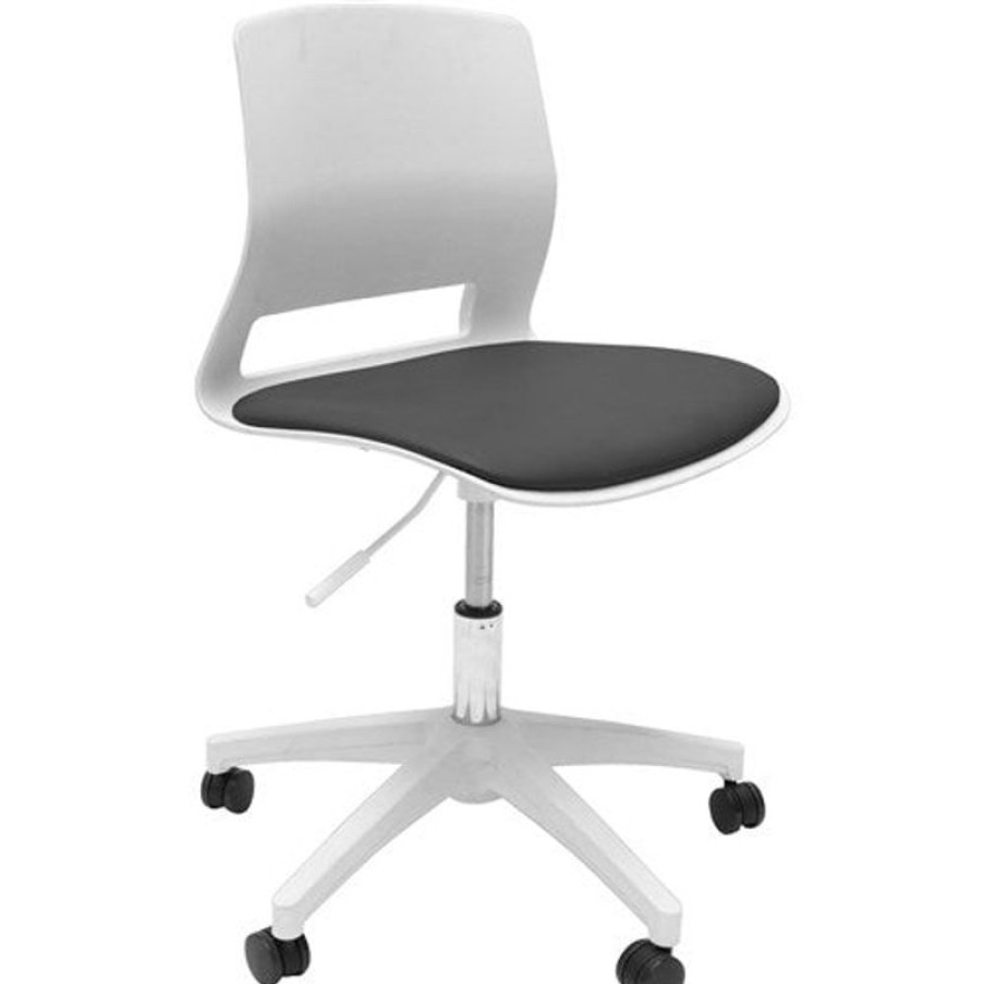 Chairs & Accessories | RapidLine Rapidline Viva Office Chair Height Adjustable With Castors White Poly Shell Black Pu Seat