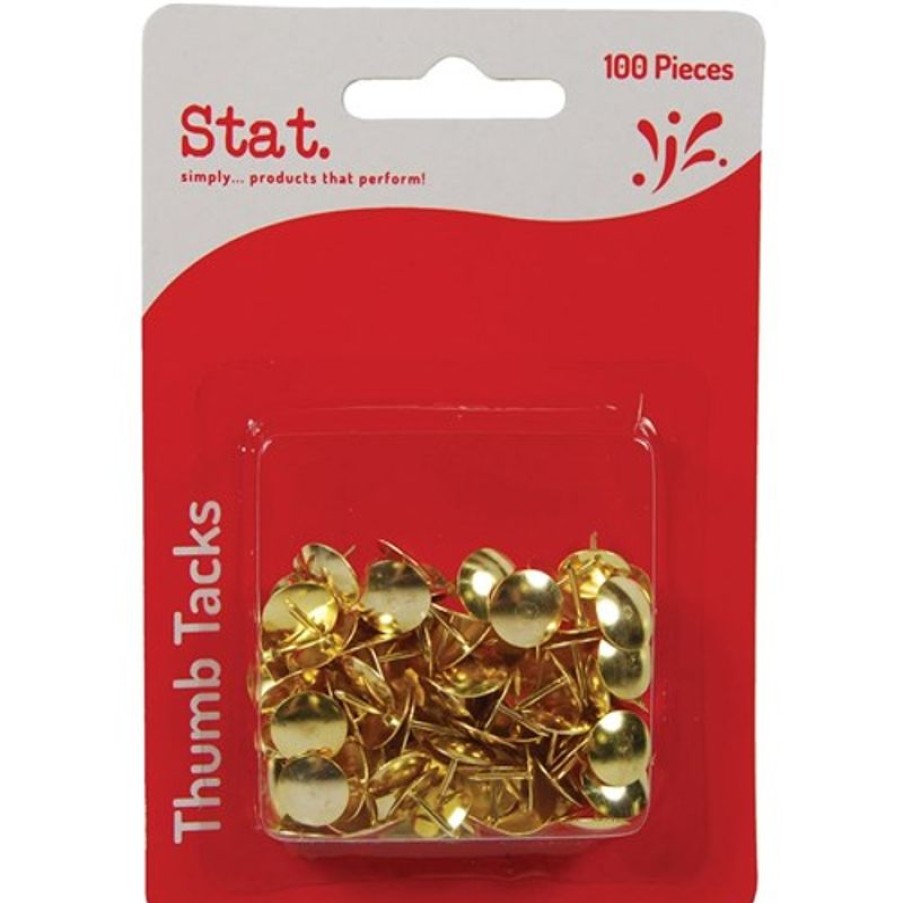 Clips & Fasteners | Stat Stat Thumb Tacks Pack Of 100 Gold