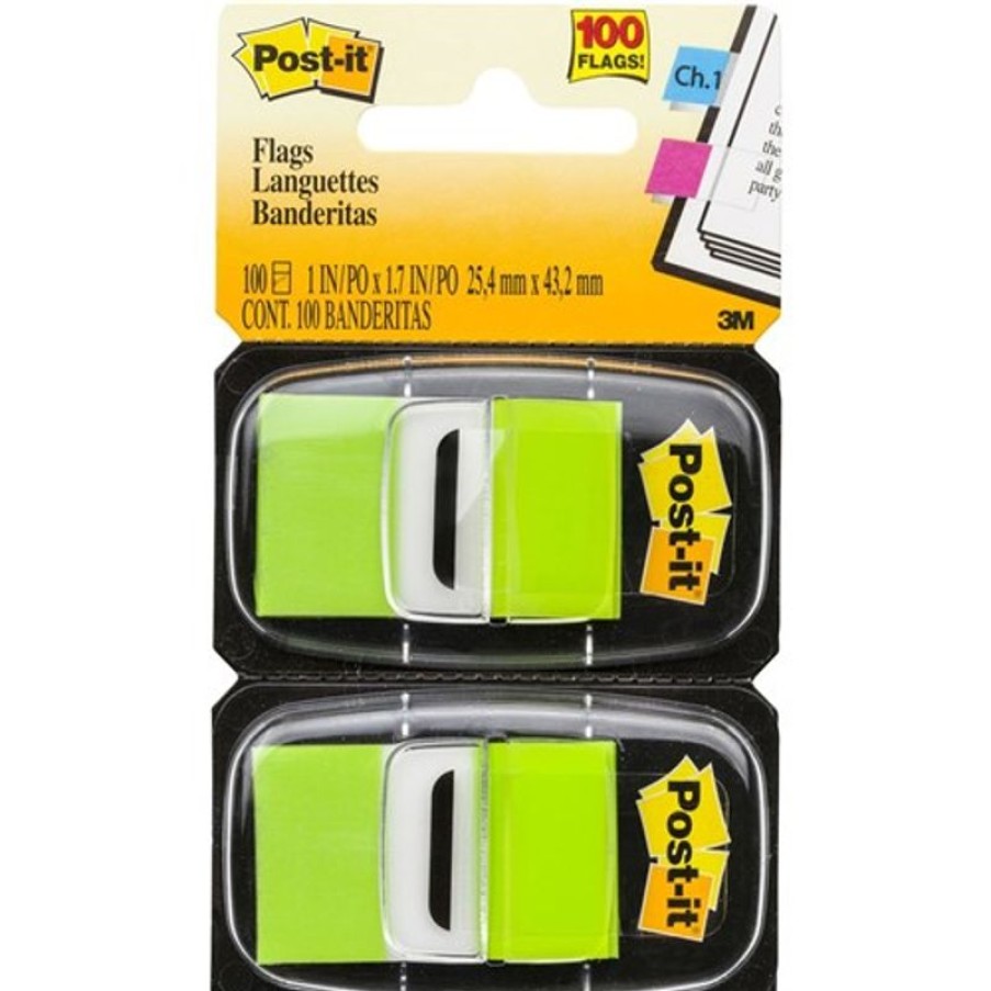 Notes & Flags | Post-It Post-It 680-Bg2 Flags Twin Pack 25X43Mm Bright Green Pack Of 2