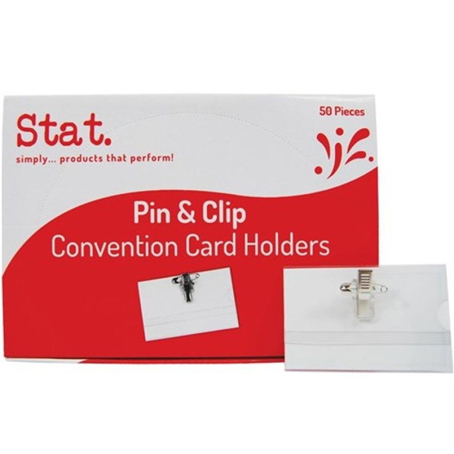 I.D & Security | Stat Stat Convention Id Holder Pin And Clip Box Of 50