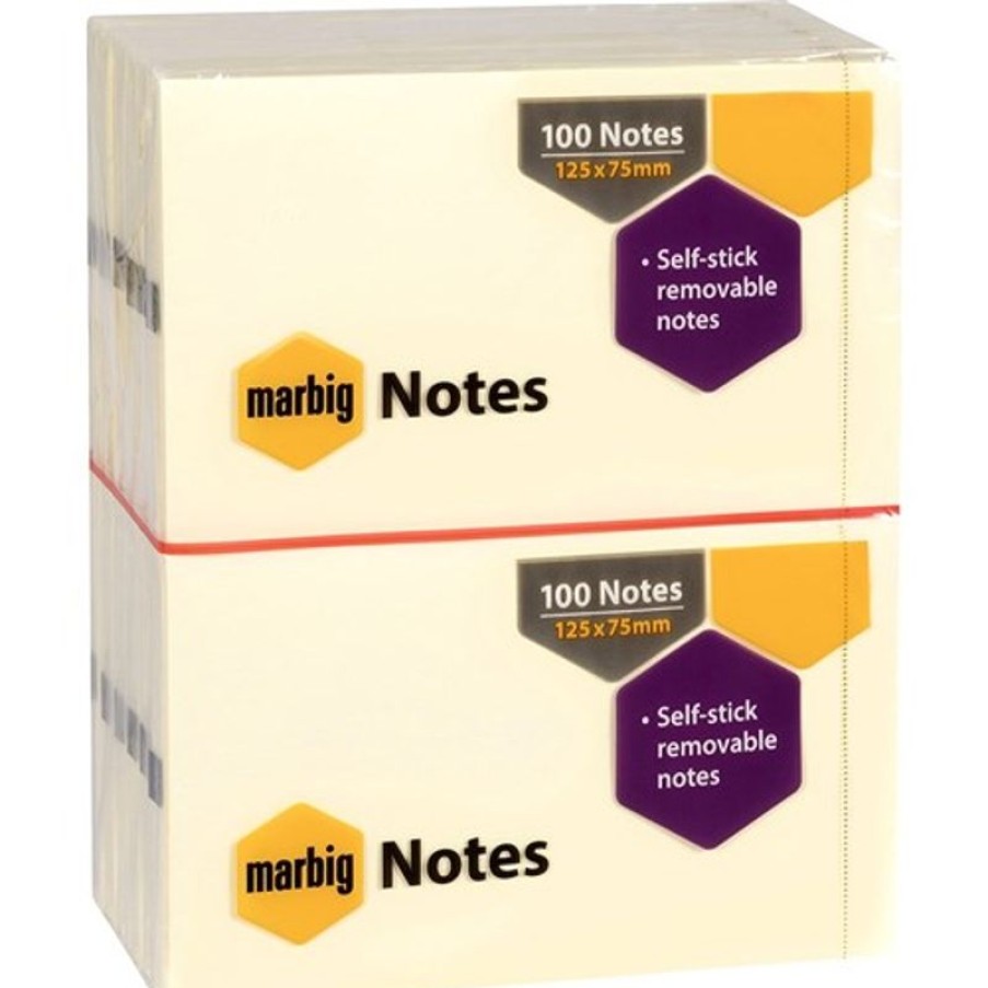 Notes & Flags | Marbig Marbig Repositionable Notes Notes 75Mmx125Mm Yellow 100 Sheet Pad Pack Of 12