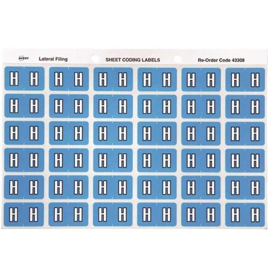 Telephones & Accessories | Avery Avery Alphabet Coding Label H Side Tab 25X38Mm Blue Pack Of 180