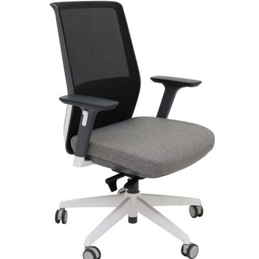 Chairs & Accessories | RapidLine Rapidline Motion Task Chair Medium Mesh Back With Arms Grey Fabric Seat Black Mesh