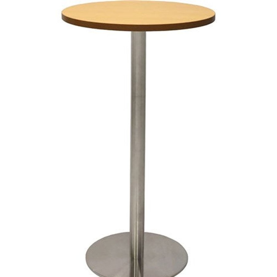 Office Furniture | RapidLine Rapidline Disc Base Dry Bar Table 600D X 1085Mmh Beech Top Silver Base