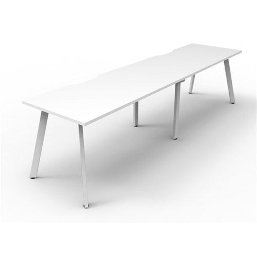 Office Furniture | RapidLine Rapidline Eternity Workstation Single Sided 2 Person 3000W X 750D X 730Mmh White/White