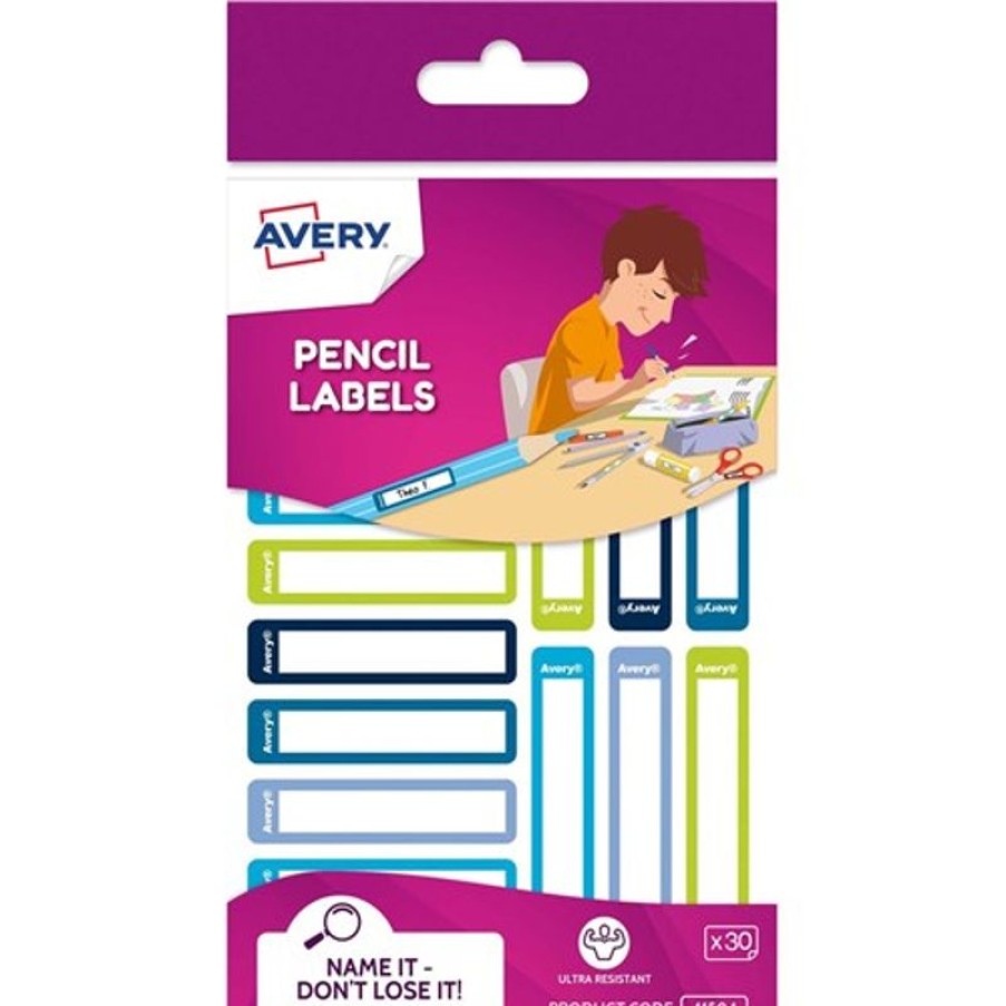 Telephones & Accessories | Avery Avery Kids Pencil Labels 52 X 12Mm Blue And Green 30 Labels