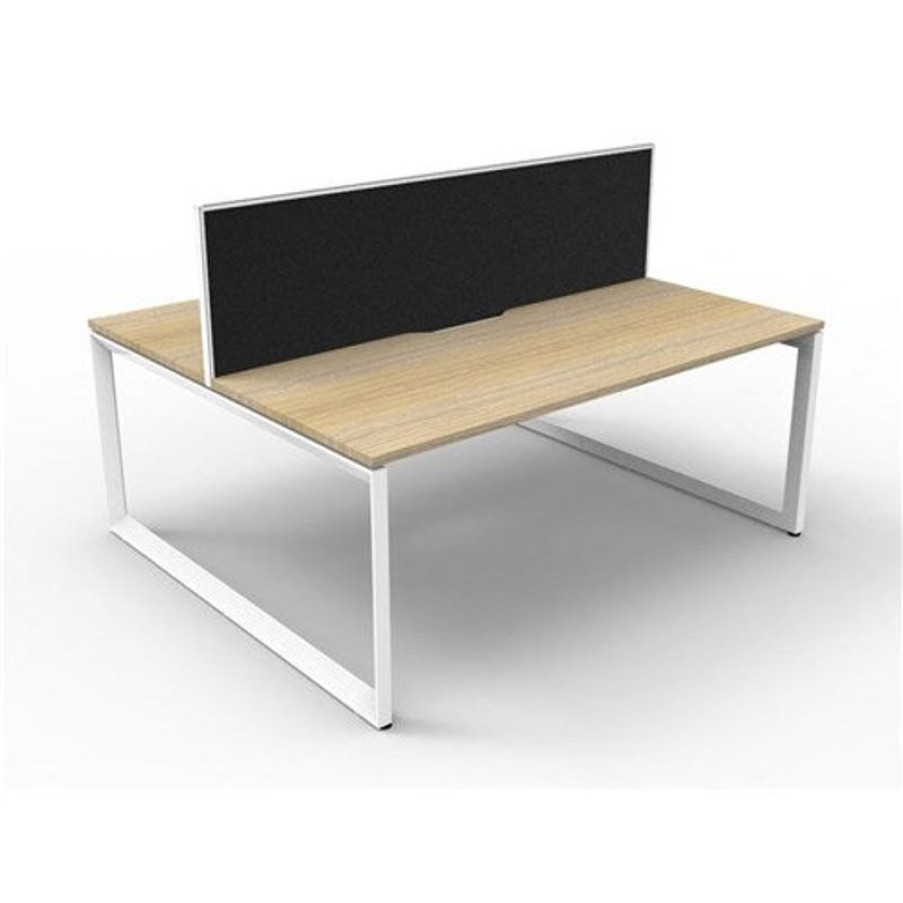 Office Furniture | RapidLine Rapidline Deluxe Infinity Desk Loop Leg Double Sided + Screen 2 Person 1500Mmw Oak/White