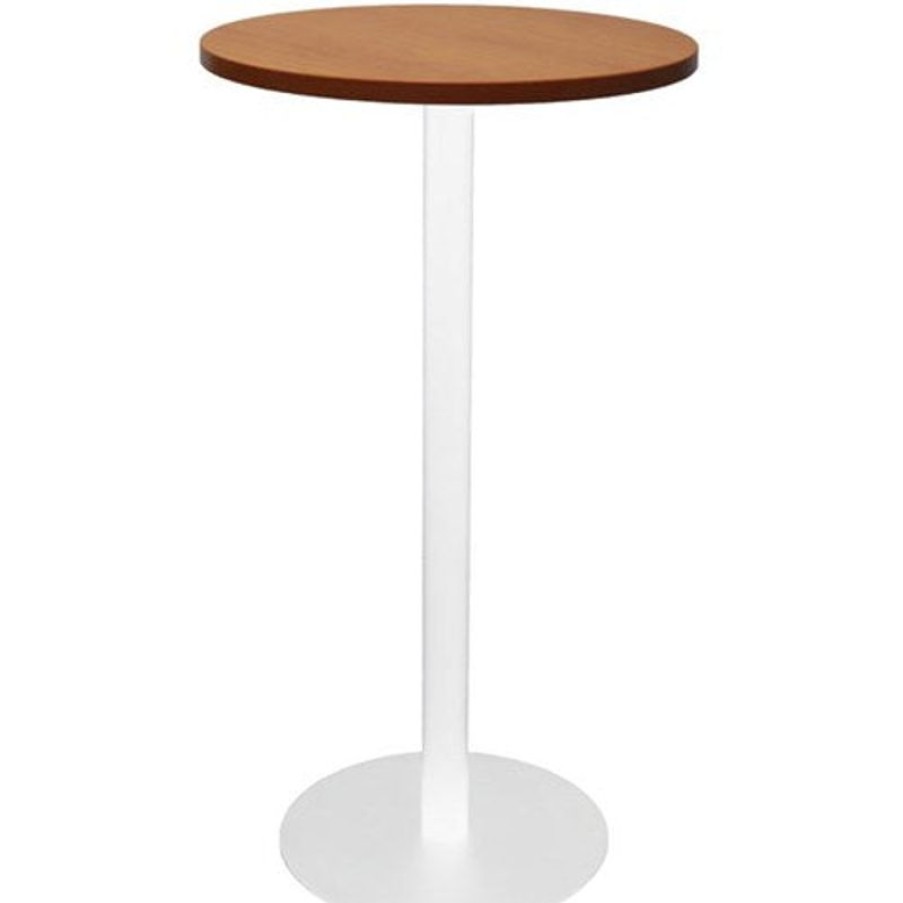 Office Furniture | RapidLine Rapidline Disc Base Dry Bar Table 600D X 1085Mmh Cherry Top White Base