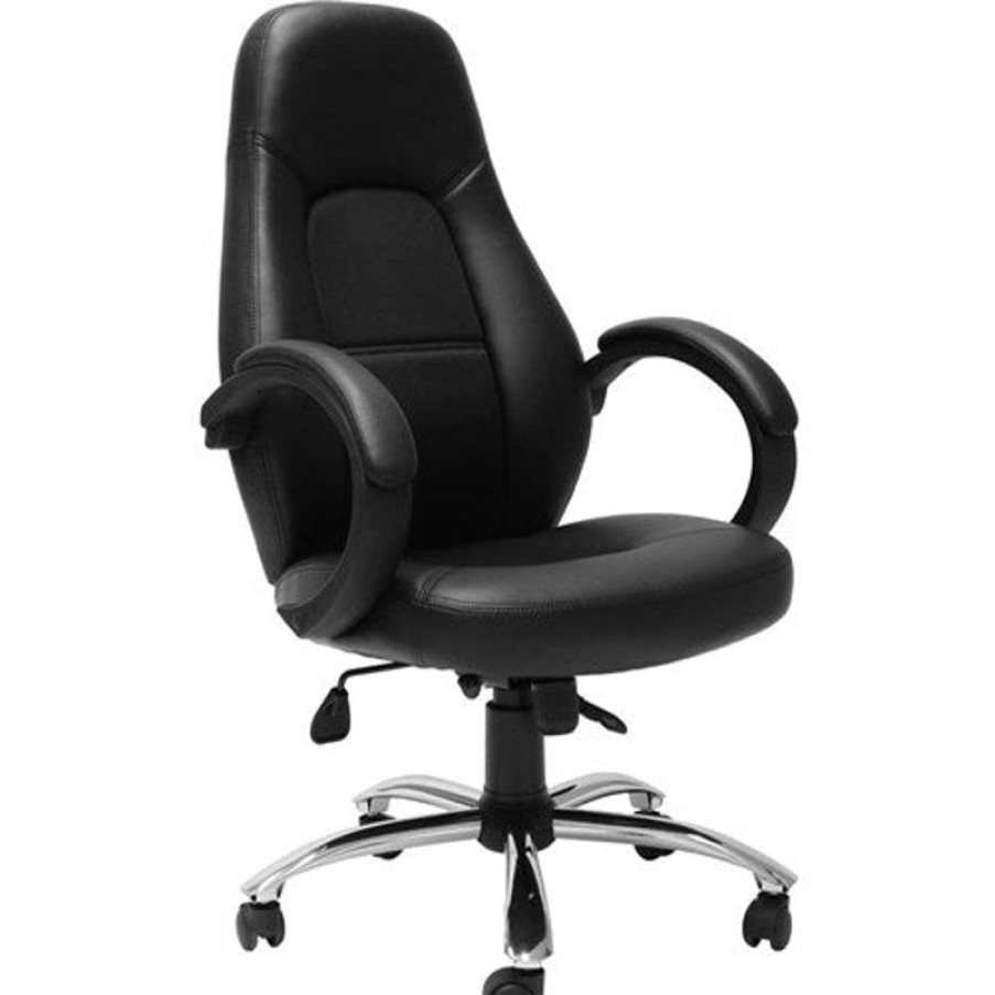 Chairs & Accessories | RapidLine Rapidline Cl410 Executive High Back Chair With Fabric Inlay Black Pu