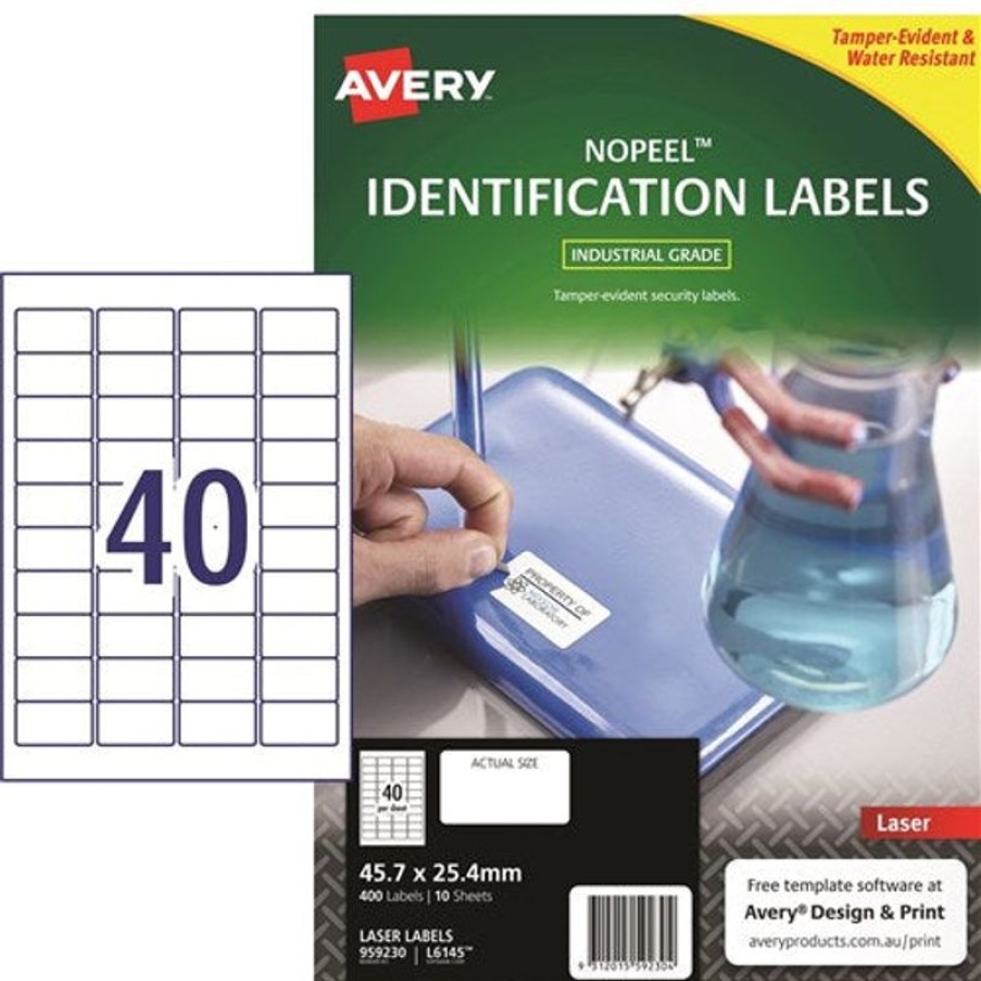 Telephones & Accessories | Avery Avery Nopeel Laser Labels Identification White L6145 45.7X25.4Mm 40Up 400 Labels