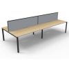 Office Furniture | RapidLine Rapidline Deluxe Infinity Desk Profile Leg Two Sided + Screen 4 Person 3000Mmw Oak/Black