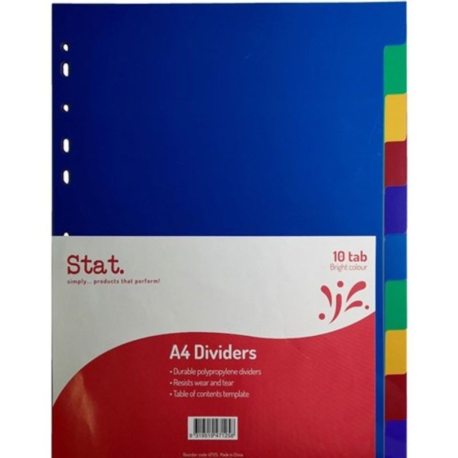 Dividers | Stat Stat Plastic Divider A4 10 Tab Multi Colour