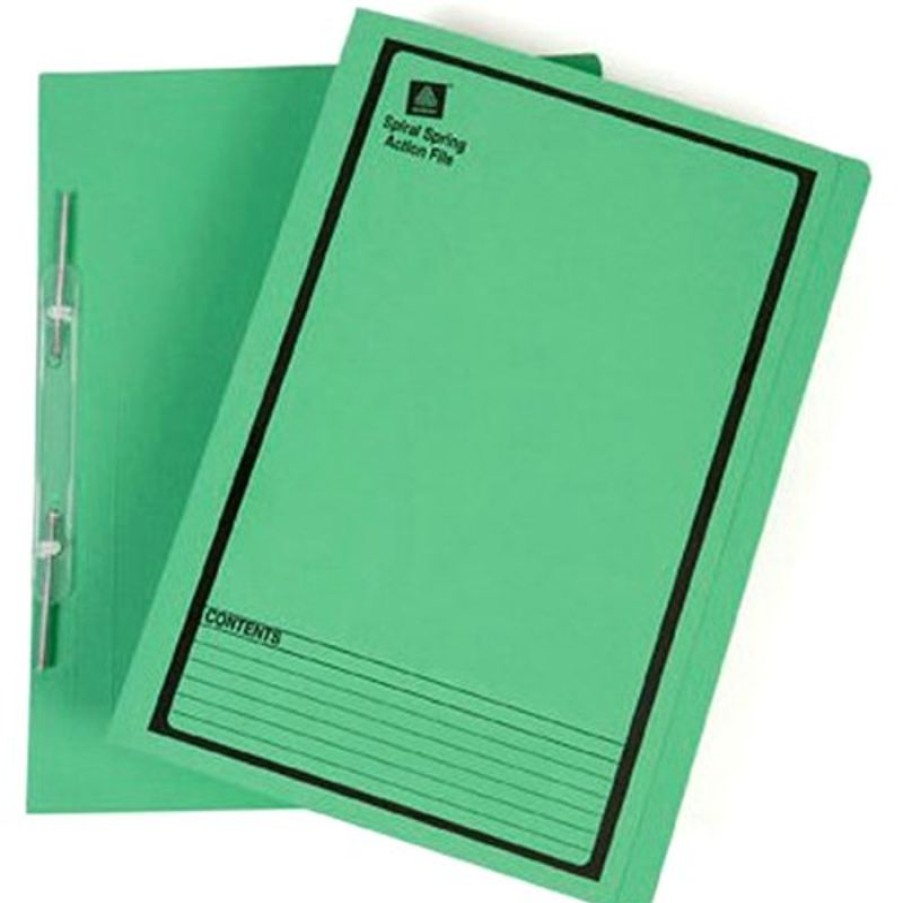 Telephones & Accessories | Avery Avery Spiral Action File Foolscap Green With Black Print Box25