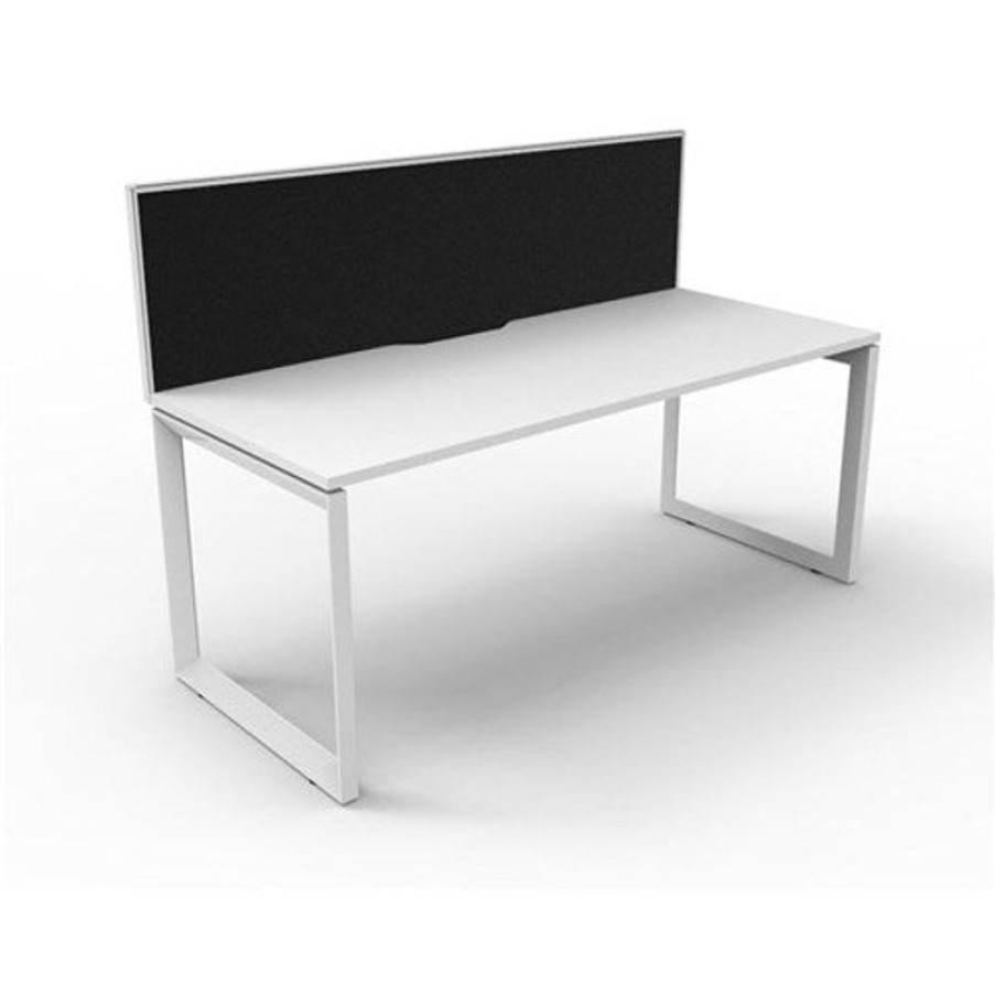 Office Furniture | RapidLine Rapidline Deluxe Infinity Desk Loop Leg Single Sided + Screen 1800Wx750Dx1200Mmh White/White