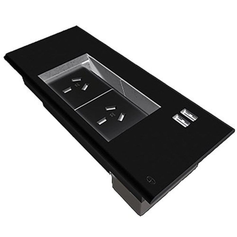 Office Furniture | RapidLine Rapidline Table Surface Mounted Flip Box 2 Gpo + 2 Usb Black