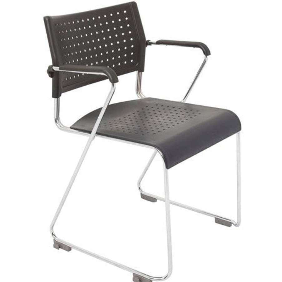 Chairs & Accessories | RapidLine Rapidline Wimbledon Chair With Arms Chrome Sled Base Black