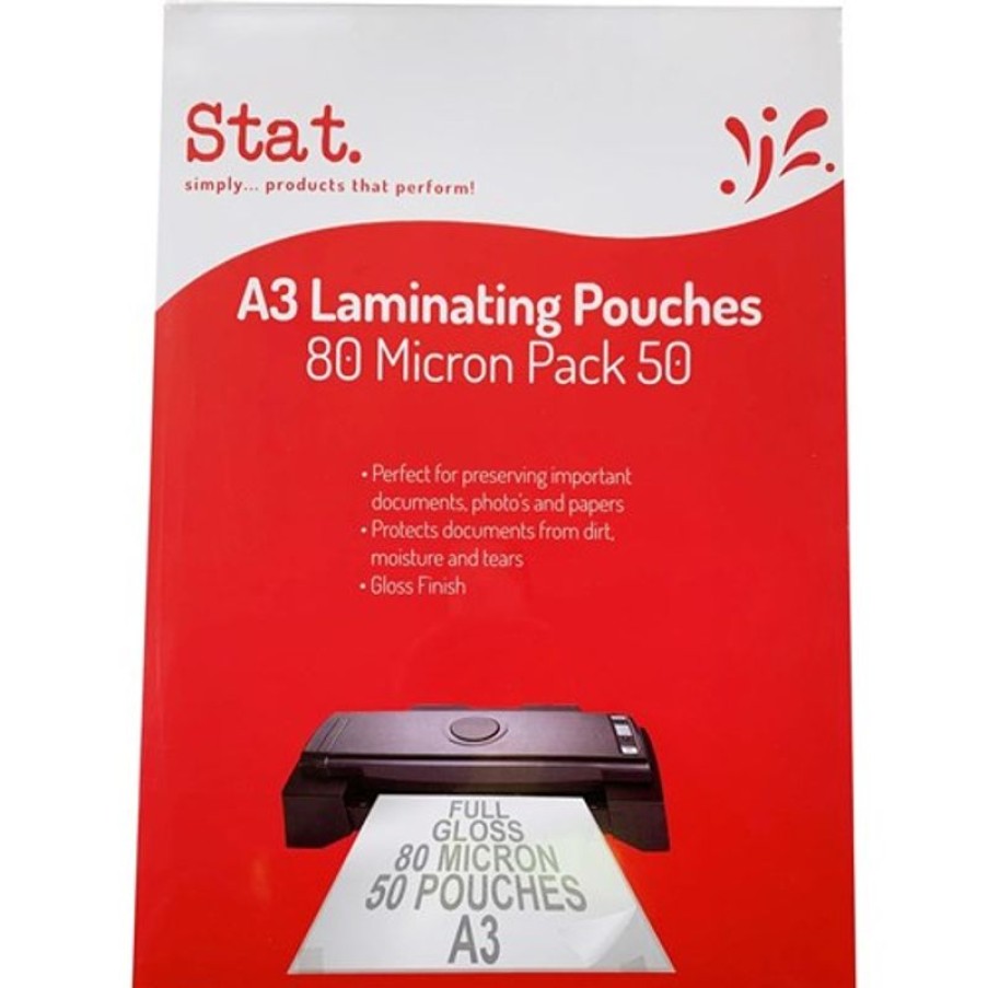 Laminating Accessories | Stat Stat Laminating Pouch A3 80 Micron Gloss Pack Of 50