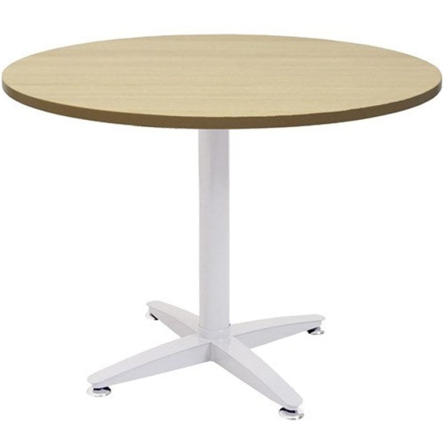 Office Furniture | RapidLine Rapidline 4 Star Round Table 1200D X 730Mmh Oak Top White Base