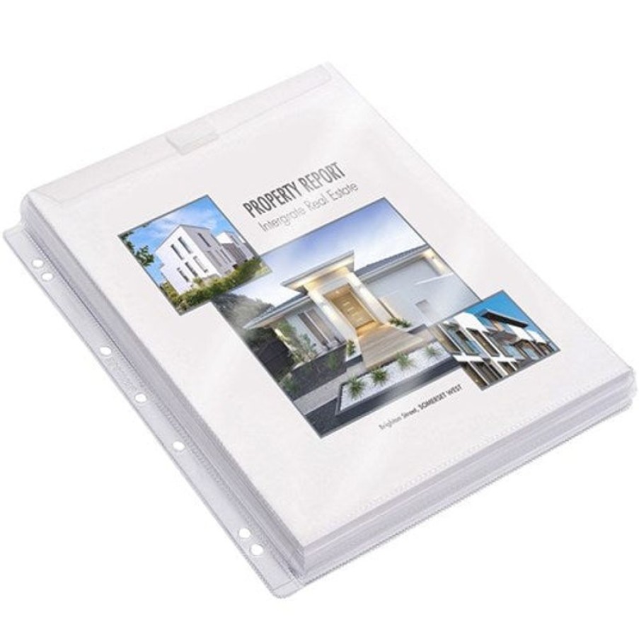 Files | Cumberland Cumberland Sheet Protectors A4 Heavy Duty 25Mm Gusseted Flap & Pocket Clear Pack Of 10