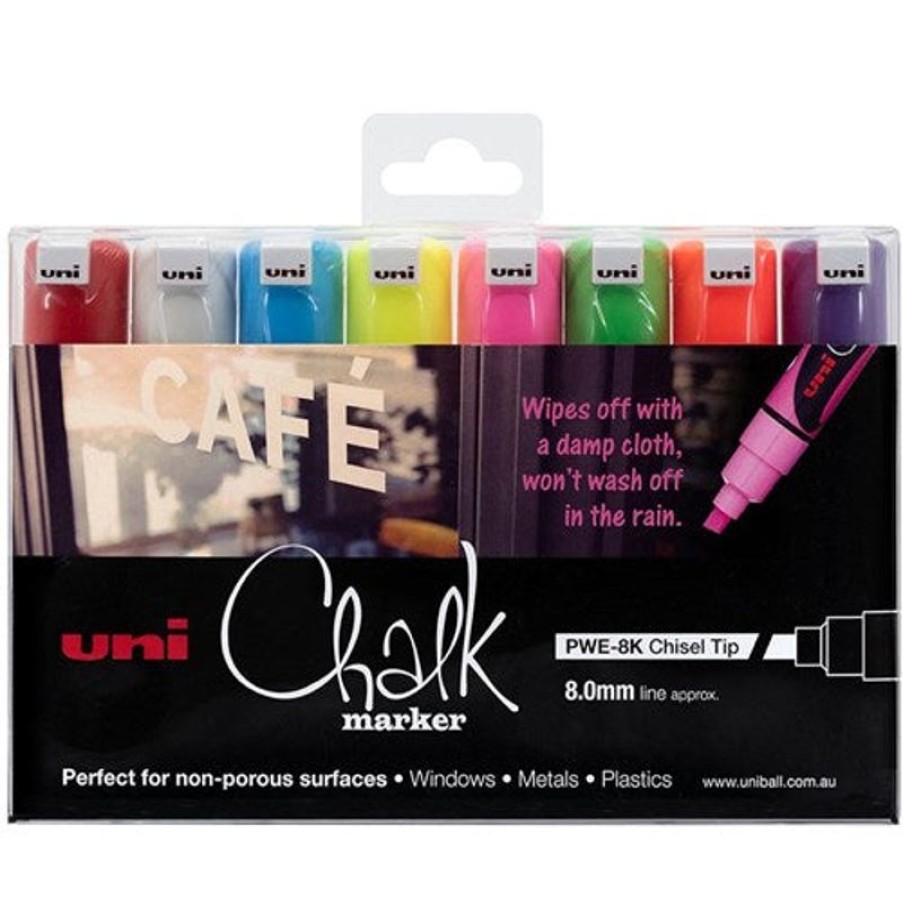 Markers & Highlighters | Uni-Ball Uni Liquid Chalk Marker 8.0Mm Chisel Tip Assorted Colours Pack Of 8